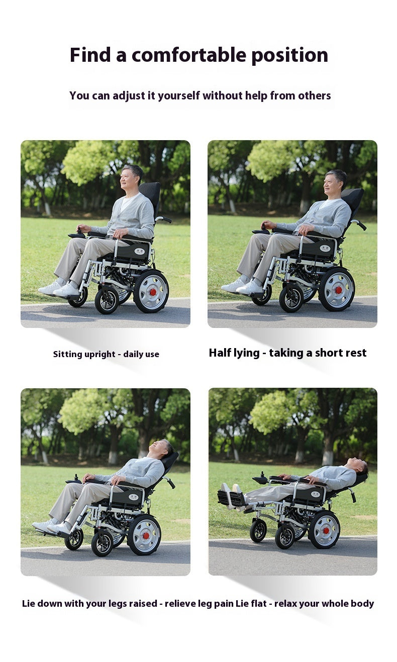 Adjustable Electric Wheelchair Foldable Lightweight Elderly Disabled Intelligent Automatic Lying Four-Wheel Scooter