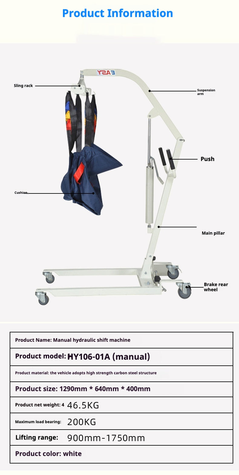 JKS-UNQ Manual Hydraulic Shifting Lift Machine HY106-01A 40KG